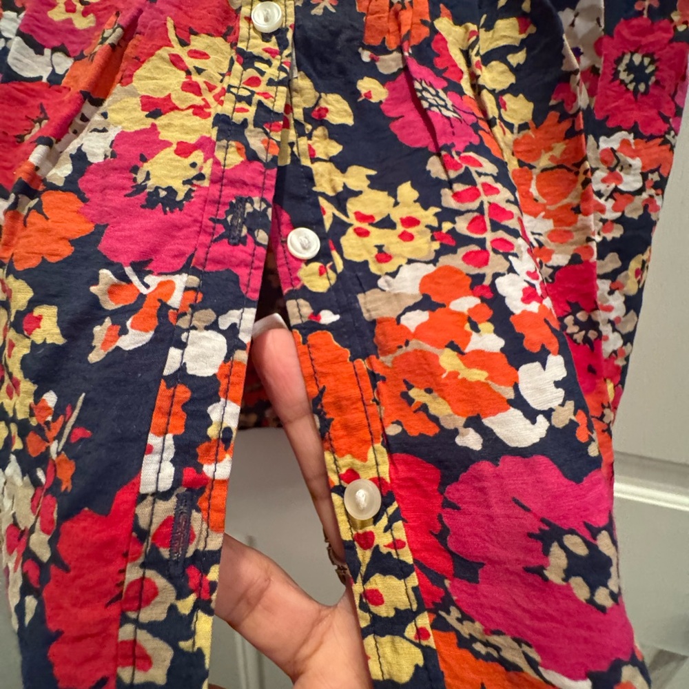 Bass Women's Vibrant Floral Blouse - Red, Pink, Yellow, Orange - Picture 5 of 6
